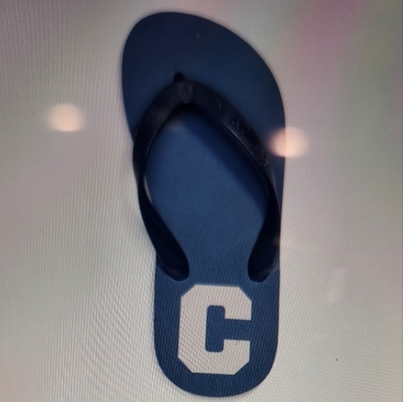 Coach Shoes - COACH Zak Varsity Flip Flop in Denim Blue/ Red